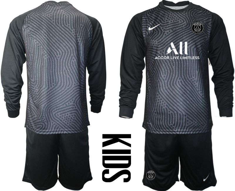 Youth 2020-2021 club Paris St German black long sleeve goalkeeper Soccer Jerseys->paris st german jersey->Soccer Club Jersey
